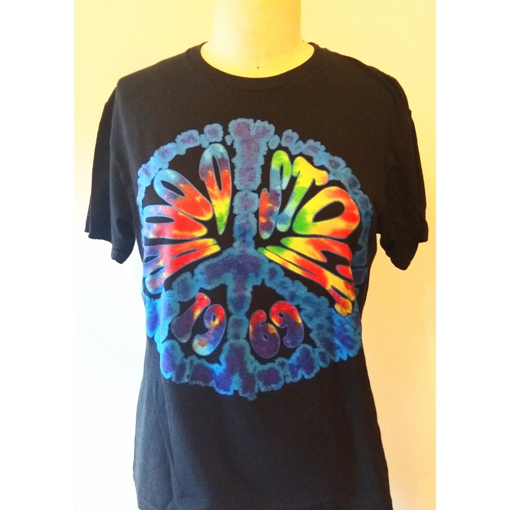 Woodstock T-Shirt Tie Dye Official Unisex Black M